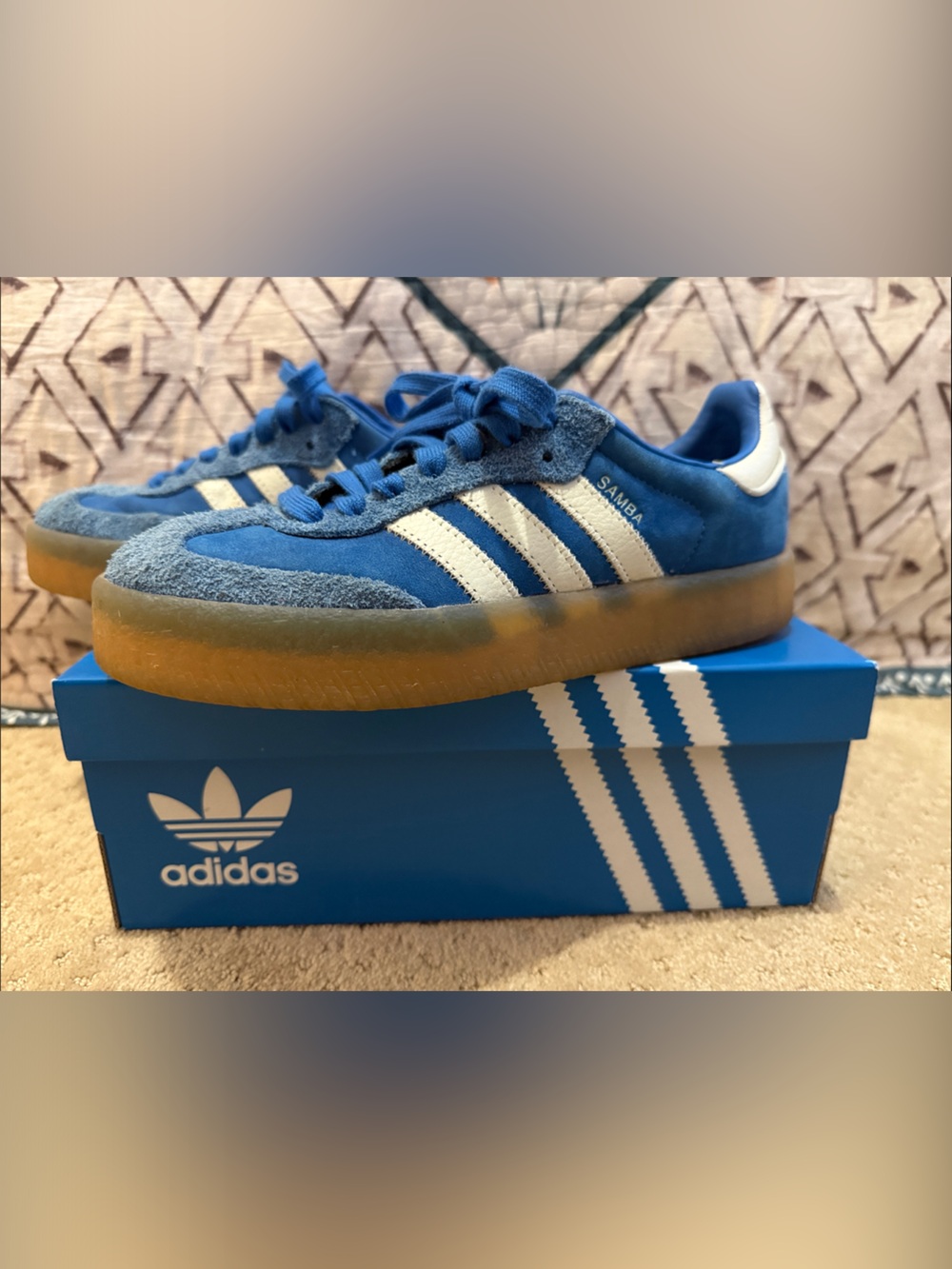 Adidas Sambae W Sneakers, Blue Gum, White, Sz 6.5W/5M